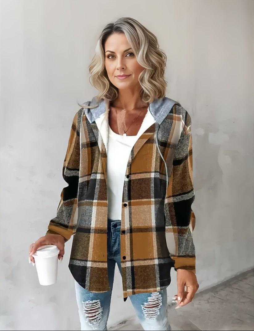 M I L A   | PLAID     HOODED   SHACKET