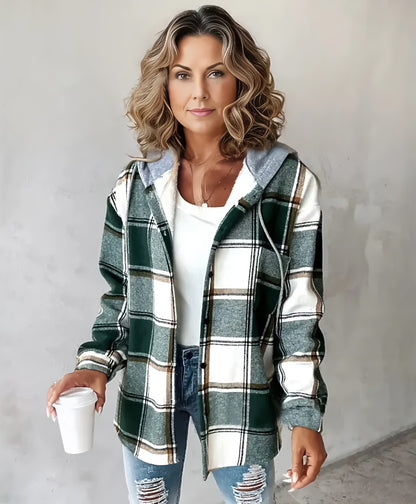 M I L A   | PLAID     HOODED   SHACKET